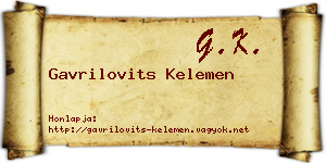 Gavrilovits Kelemen névjegykártya